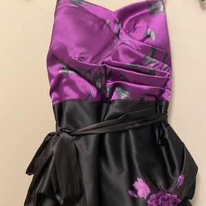 le chateau Purple and Black Strapless Floral Wedding Dress